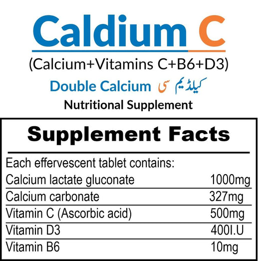 Powerful Caldium C Effervescent Tablets | Double Calcium & Immune Support HI NUTRITION