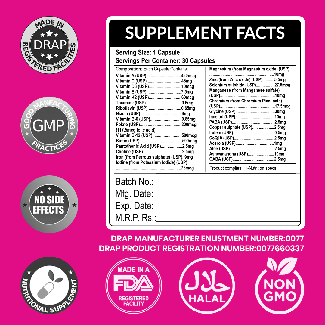 HI Nutrition Women – 30 Essential Vitamins & Minerals for Daily Vitality HI NUTRITION