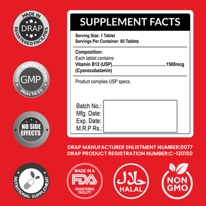 Hi B-12 Supplement – Power-Packed Vitamin for Energy, Mood, and Nervous System Support HI NUTRITION