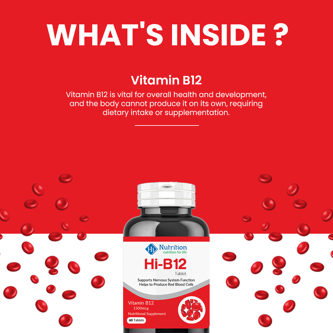 Hi B-12 Supplement – Power-Packed Vitamin for Energy, Mood, and Nervous System Support HI NUTRITION