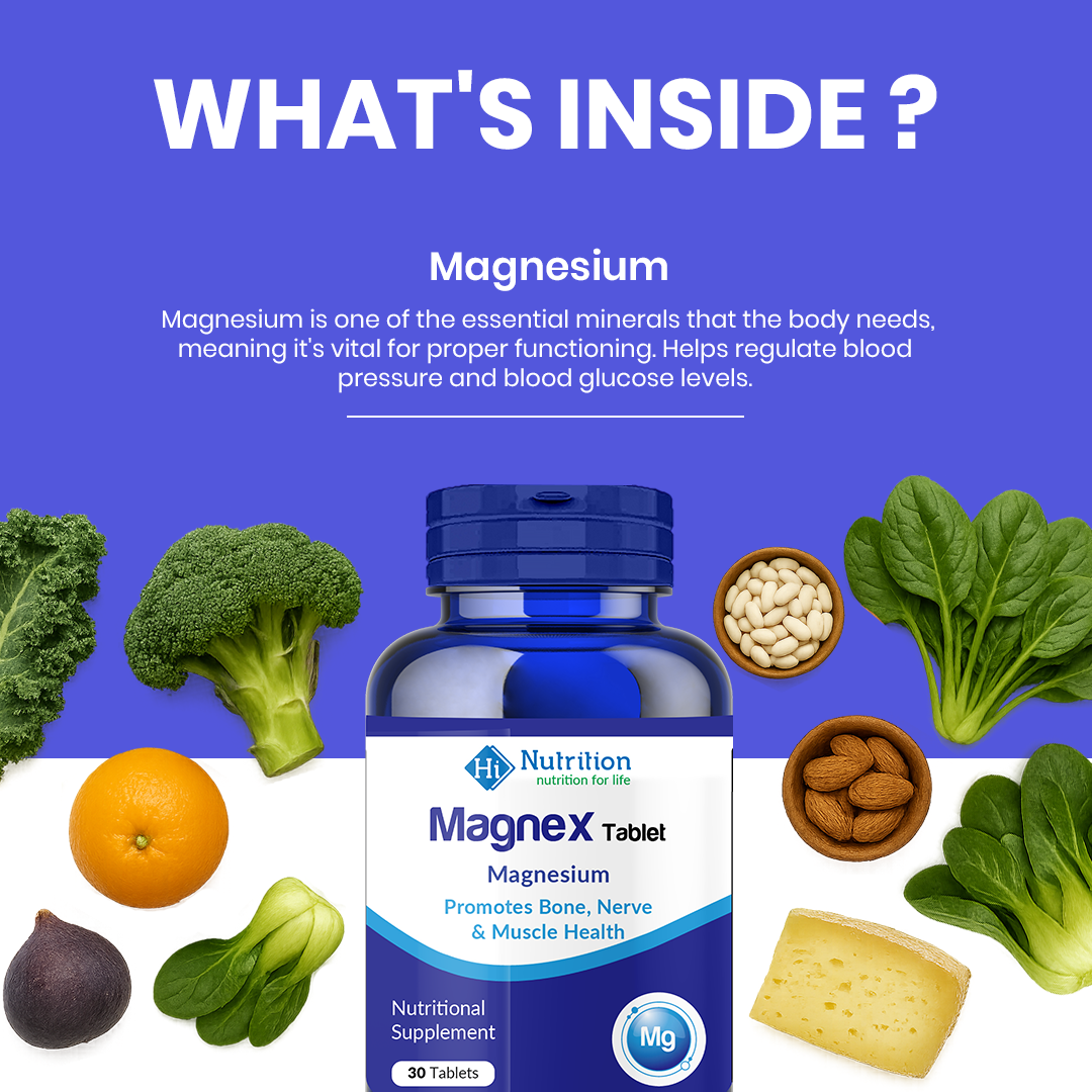 Magnex Tablets - Promotes Bone Strength, Nerve Function & Muscle Recovery HI NUTRITION