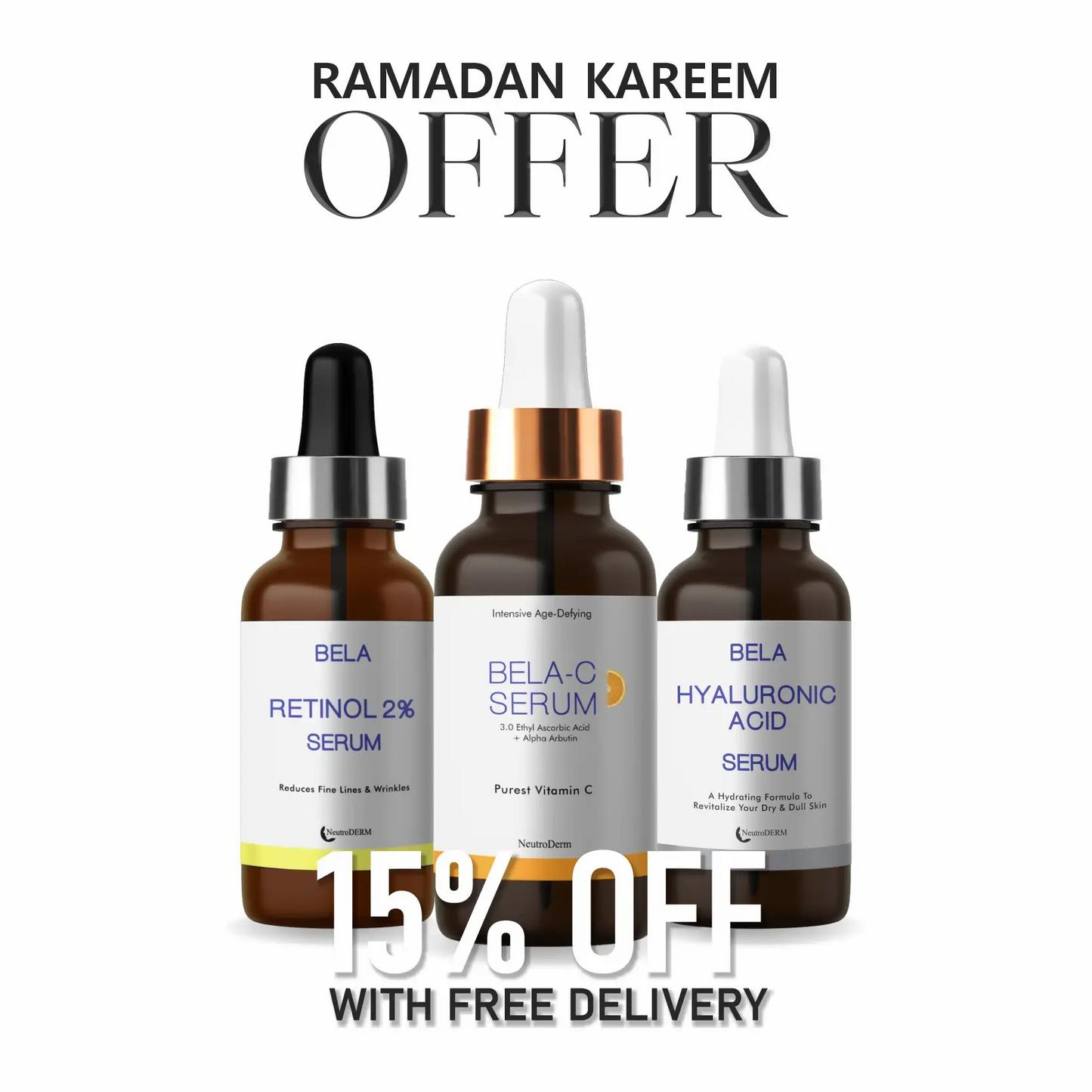 Ramadan Serum Care Bundle Vitamin C, Hyaluronic & Retinol for Radiant Skin