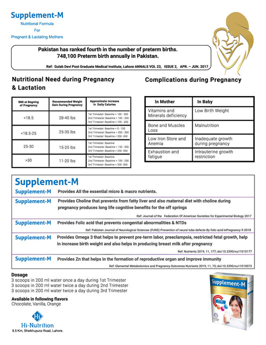 Supplement-M – The Essential Nutritional Formula for Pregnant and Lactating Mothers HI NUTRITION