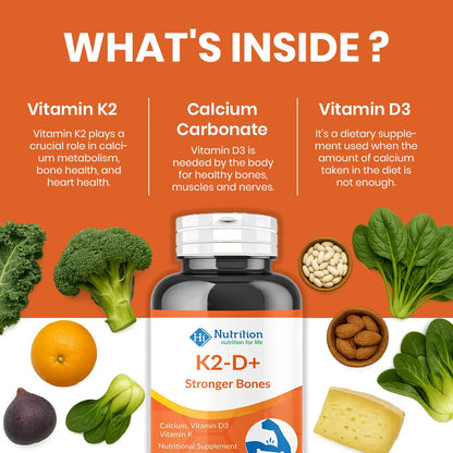 K2-D+ – Boost Bone & Heart Health with Calcium, D3 & K2 HI NUTRITION